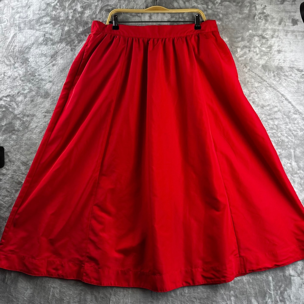 Old Navy The Occasion Skirt Women XL Red Taffeta Midi A-Line Pockets (1878)